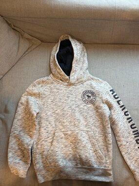 Abercrombie & Fitch Gray Marled Pullover Hoodie with Sleeve Logo